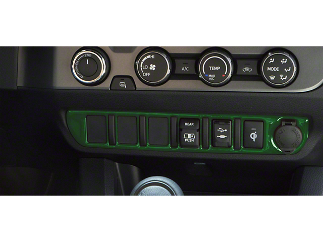 Center Dash 6-Switch Panel Accent Trim; Army Green (16-22 Tacoma)