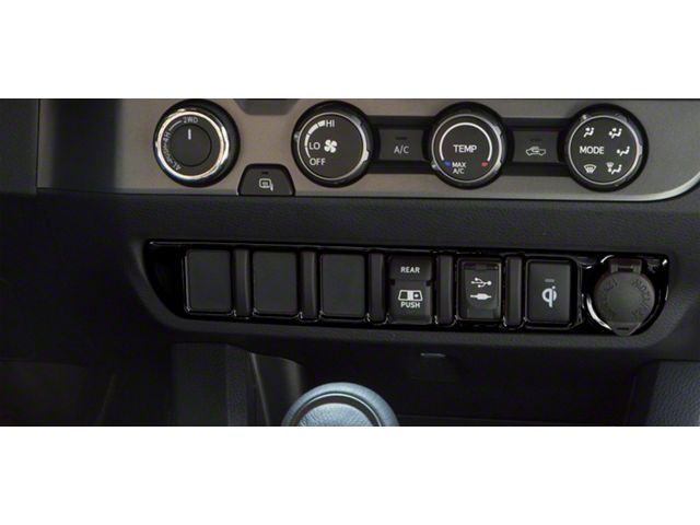 Center Dash 6-Switch Panel Accent Trim; Gloss Black (16-23 Tacoma)