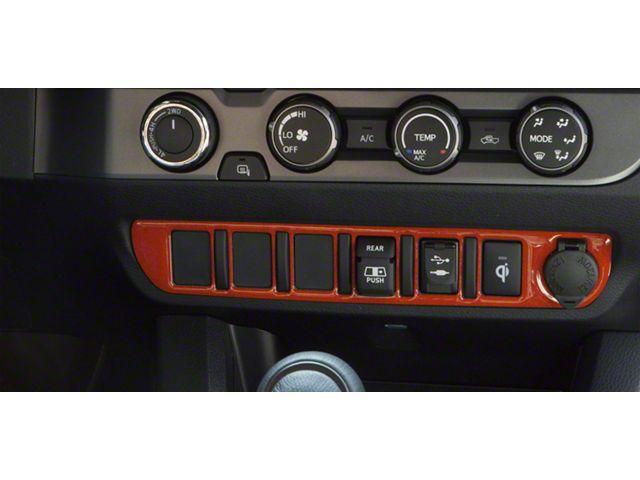 Center Dash 6-Switch Panel Accent Trim; Inferno (16-23 Tacoma)