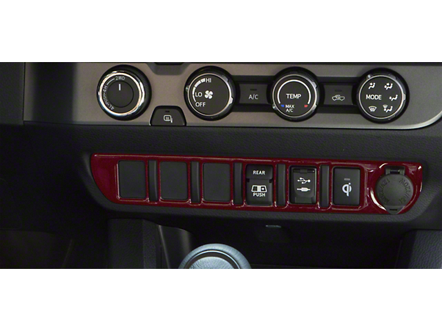 Center Dash 6-Switch Panel Accent Trim; Ruby Red (16-22 Tacoma)