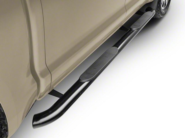RedRock 4-Inch Oval Bent End Side Step Bars; Black (07-21 Tundra CrewMax)