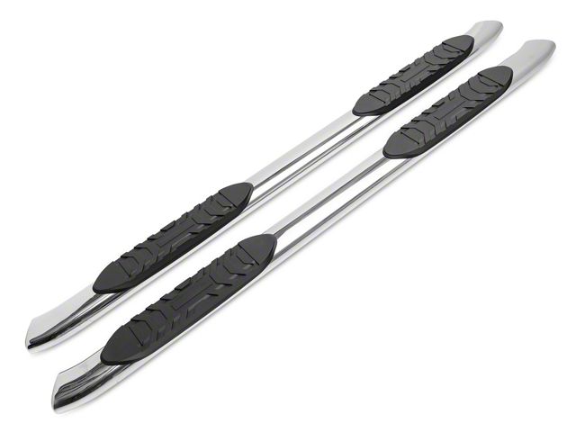 RedRock 5-Inch Oval Bent End Side Step Bars; Stainless Steel (07-21 Tundra Double Cab)