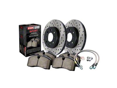 StopTech Sport Axle Drilled and Slotted 5-Lug Brake Rotor and Pad Kit; Front (10-15 Tundra)