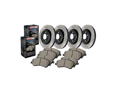 StopTech Street Axle Slotted 5-Lug Brake Rotor and Pad Kit; Front and Rear (07-21 Tundra)