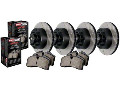 StopTech Truck Axle Slotted 5-Lug Brake Rotor and Pad Kit; Front and Rear (07-21 Tundra)