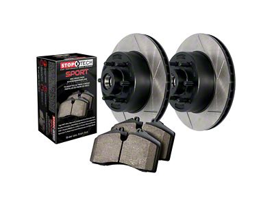StopTech Truck Axle Slotted Brake Rotor and Pad Kit; Rear (07-21 Tundra)