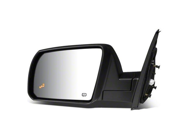 OEM Style Heated Power Adjustable Folding Mirror with Blind Spot Detection; Textured Black; Driver Side (14-15 Tundra)