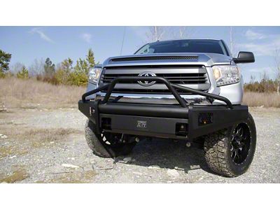 Fab Fours Black Steel Elite Front Bumper with Pre-Runner Guard; Matte Black (14-21 Tundra)