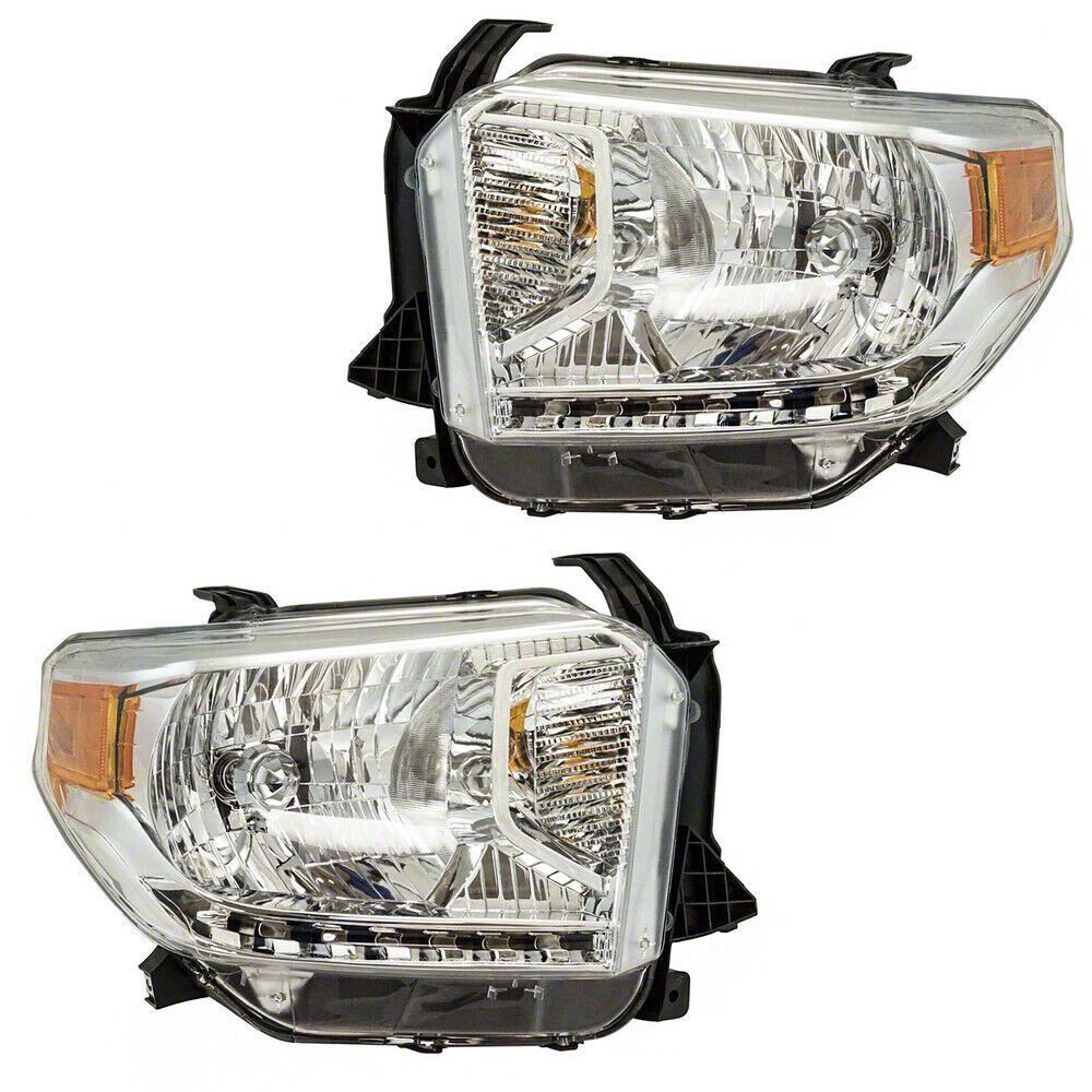 Headlights; Chrome Housing; Clear Lens (14-17 Tundra w/ Factory Automatic Leveling Headlights)