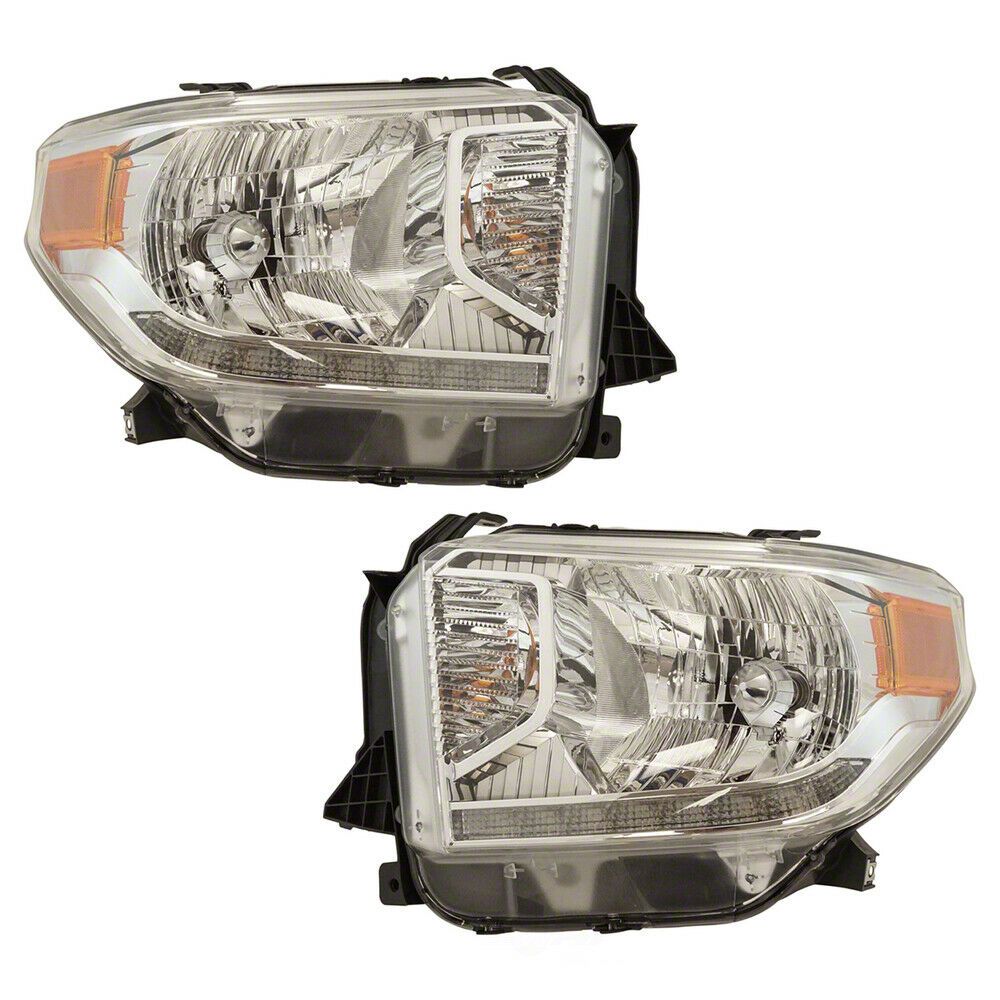 Tundra Headlights; Chrome Housing; Clear Lens (1417 Tundra w/ Factory