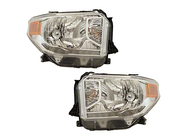 Headlights; Chrome Housing; Clear Lens (14-17 Tundra w/ Factory Automatic Leveling Headlights & LED Running Lights)