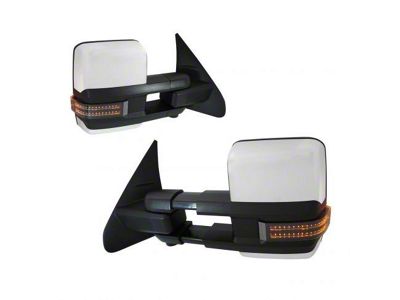 Powered Heated Memory Manual-Telescoping Towing Mirrors with Smoked Turn Signals; Chrome (07-17 Tundra)