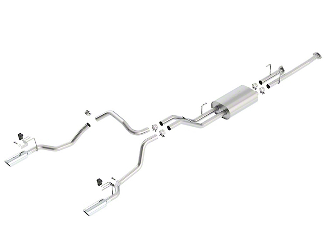 Borla Touring Dual Exhaust System with Polished Tips; Rear Exit (14-21 4.6L Tundra)