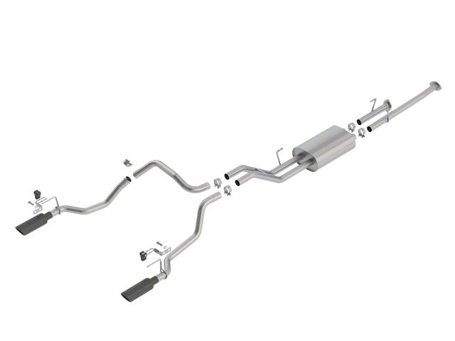 Borla Touring Dual Exhaust System with Black Chrome Tips; Rear Exit (14-21 4.6L Tundra)