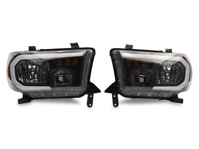 Raxiom Axial Series Headlights with Sequential LED Bar; Black Housing; Clear Lens (07-13 Tundra w/o Level Adjuster)