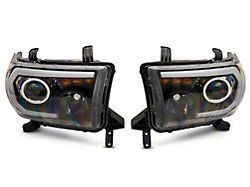 Raxiom Axial Series Projector Headlights with LED Bar; Black Housing; Clear Lens (07-13 Tundra w/o Level Adjuster)