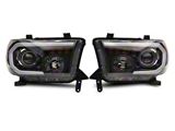 Raxiom Axial Series Projector Headlights with Sequential LED Bar; Black Housing; Clear Lens (07-13 Tundra w/o Level Adjuster)