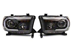 Axial Projector Headlights with Sequential LED Bar; Black Housing; Clear Lens (07-13 Tundra w/o Level Adjuster)