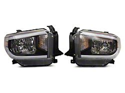Axial Headlights with Sequential LED Bar; Black Housing; Clear Lens (14-21 Tundra w/ Factory Halogen Headlights)