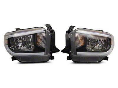 Raxiom Axial Series Headlights with Sequential LED Bar; Black Housing; Clear Lens (14-21 Tundra w/ Factory Halogen Headlights)