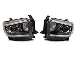 Axial Projector Headlights with LED Bar; Black Housing; Clear Lens (14-21 Tundra w/ Factory Halogen Headlights)