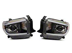 Raxiom Axial Series Projector Headlights with Sequential LED Bar; Black Housing; Clear Lens (14-21 Tundra w/ Factory Halogen Headlights)