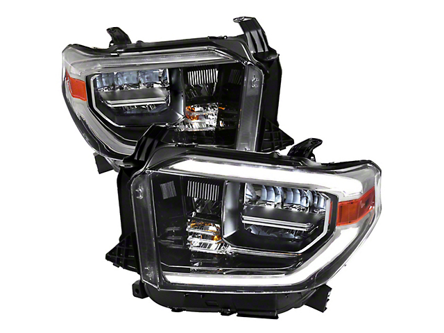 LED C-Bar Full LED Projector Headlights with Switchback Sequential Turn Signals; Chrome Housing; Clear Lens (14-21 Tundra)
