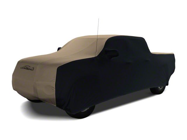 Coverking Satin Stretch Indoor Car Cover; Black/Sahara Tan (07-13 Tundra CrewMax w/ Towing Mirrors)