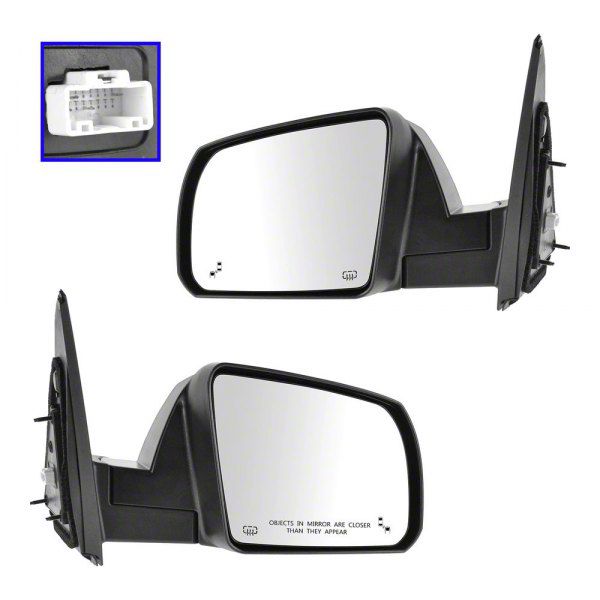 深緑(ふかみどり) Driver Side Mirror for Toyota Tundra, textured black w/ chrome  cover, w/ blind spot detection, foldaway, Driver Side, Heated Power並行輸入 