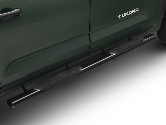 Barricade 5-Inch Oval Straight End Side Step Bars; Black (22-23 Tundra CrewMax)