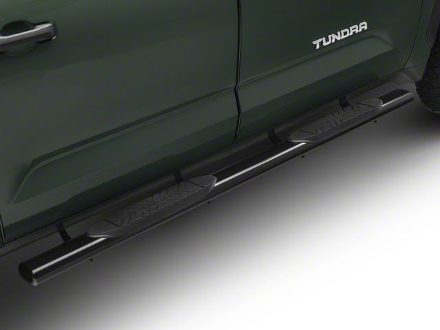 Barricade 5-Inch Oval Straight End Side Step Bars; Black (22-24 Tundra CrewMax)