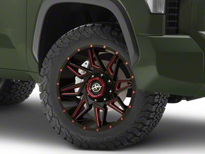 XF Offroad XF-218 Gloss Black Red Milled 6-Lug Wheel; 20x9; 12mm Offset (22-24 Tundra)