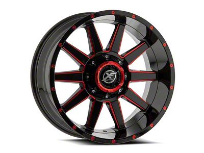 XF Offroad XF-219 Gloss Black Red Milled 6-Lug Wheel; 20x10; -24mm Offset (22-24 Tundra)
