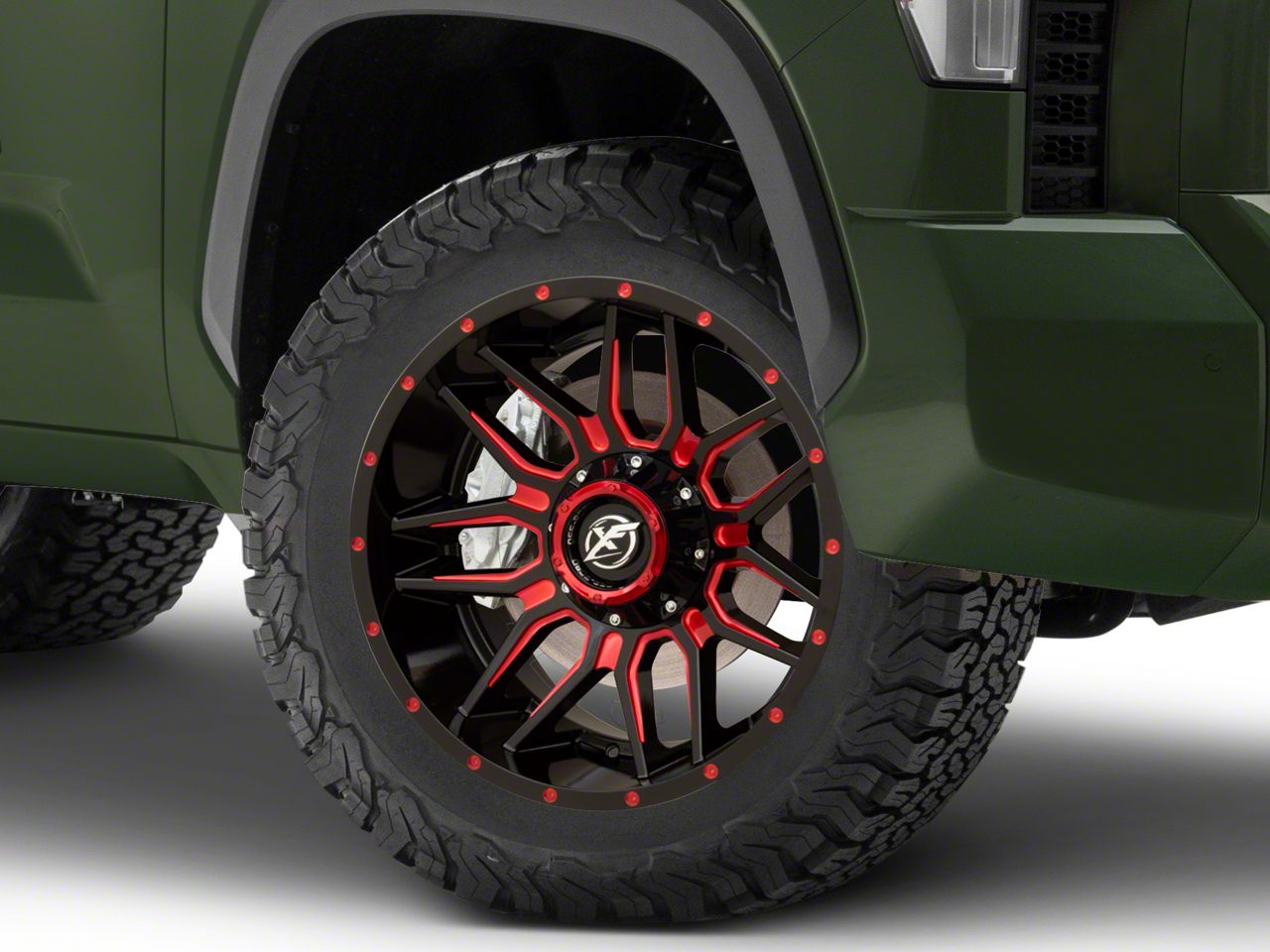 XF Offroad Tundra XF-222 Gloss Black Red Milled 6-Lug Wheel; 20x10 ...