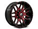 XF Offroad XF-222 Gloss Black Red Milled 6-Lug Wheel; 20x9; 12mm Offset (22-24 Tundra)