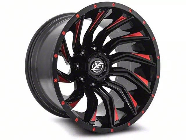 XF Offroad XF-224 Gloss Black Red Milled 6-Lug Wheel; 20x10; -12mm Offset (22-24 Tundra)