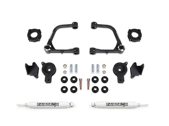 Fabtech 3-Inch Uniball Upper Control Arm Lift Kit with Rear Air Bag Spacers and Performance Shocks (22-24 Tundra CrewMax, Excluding Hybrid)