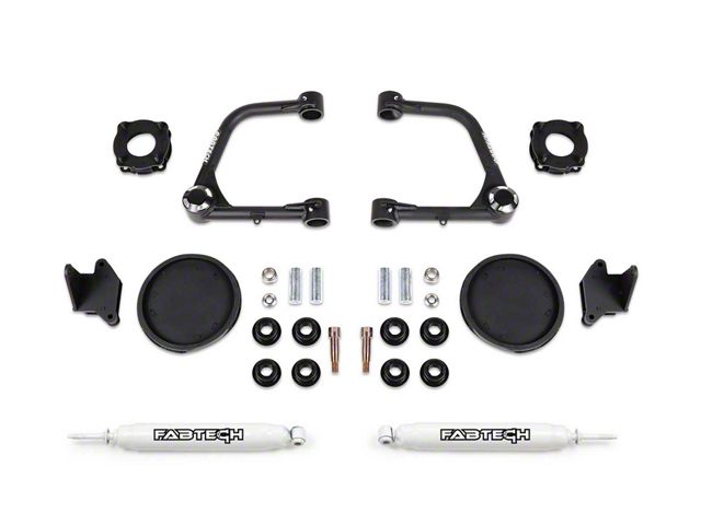 Fabtech 3-Inch Uniball Upper Control Arm Lift Kit with Rear Coil Spring Spacers and Performance Shocks (22-24 Tundra CrewMax, Excluding Hybrid)
