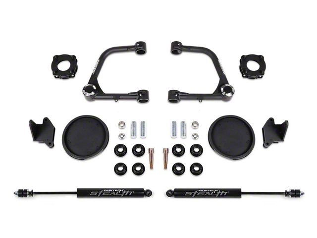 Fabtech 3-Inch Uniball Upper Control Arm Lift Kit with Rear Coil Spring Spacers and Stealth Shocks (22-24 Tundra CrewMax, Excluding Hybrid)