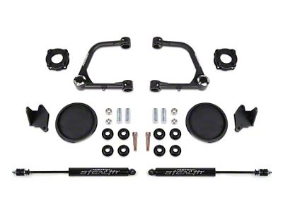 Fabtech 3-Inch Uniball Upper Control Arm Lift Kit with Rear Coil Spring Spacers and Stealth Shocks (22-23 Tundra CrewMax, Excluding Hybrid)