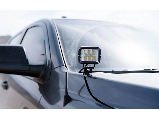 Cali Raised LED 3x2-Inch 18W Amber LED Pod Lights with Low Profile Hood Hinge Mounting Brackets (14-21 Tundra)