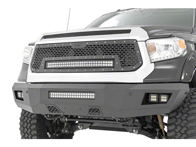 Rough Country Mesh Upper Grille with 30-Inch Black Series Amber DRL LED Light Bar (12-13 Tundra)