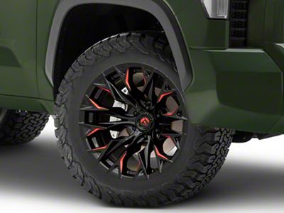 Fuel Wheels Flame Gloss Black Milled with Red Accents 6-Lug Wheel; 20x10; -18mm Offset (22-23 Tundra)