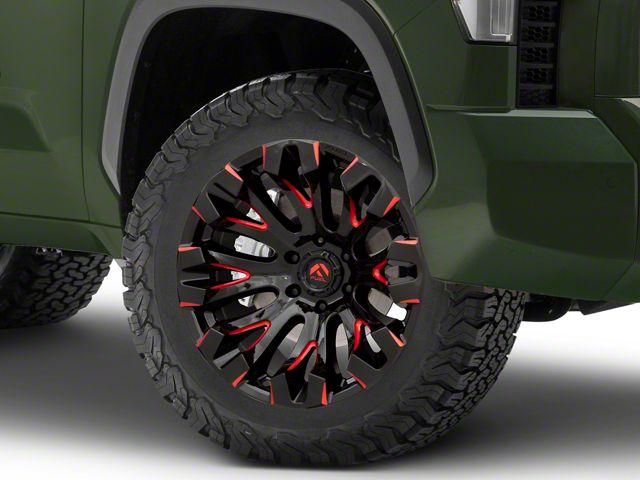 Fuel Wheels Quake Gloss Black Milled with Red Accents 6-Lug Wheel; 20x10; -18mm Offset (22-24 Tundra)