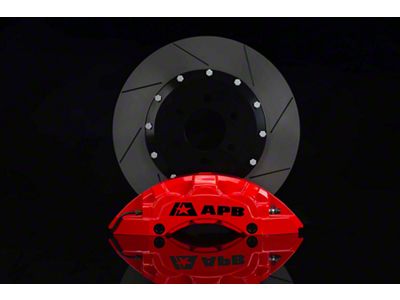 6-Piston Front Big Brake Kit with 16-Inch Slotted Rotors; Red Calipers (07-21 Tundra)