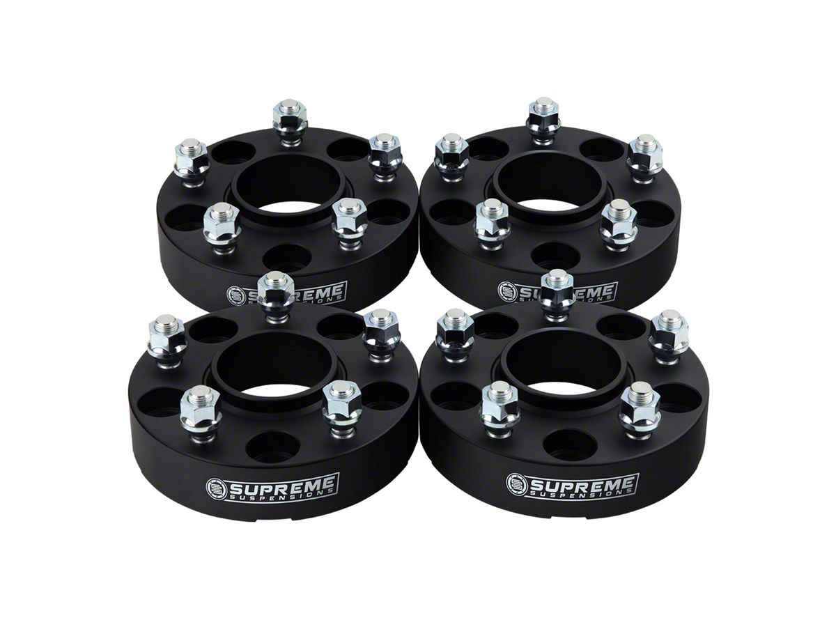 Supreme Suspensions Black 4pc 2 Hub Centric Wheel Spacers for 2007-2018 Toyota Tundra 2WD 4WD 5x150mm BP with M14x1.5 Studs 110mm Center Bore w/Lip 