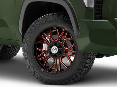 XF Offroad XF-235 Gloss Black Red Milled 6-Lug Wheel; 20x9; 12mm Offset (22-24 Tundra)