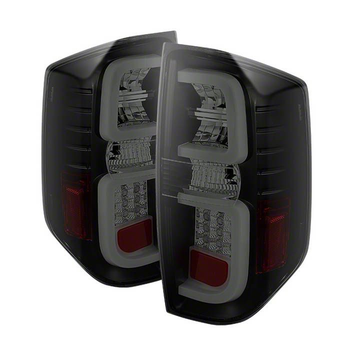 Light Bar LED Tail Lights; Black Housing; Smoked Lens (14-21 Tundra)