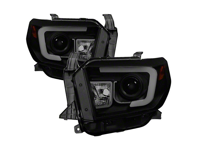 Light Bar DRL Projector Headlights; Black Housing; Smoked Lens (14-17 Tundra; 2018 Tundra SR, SR5)