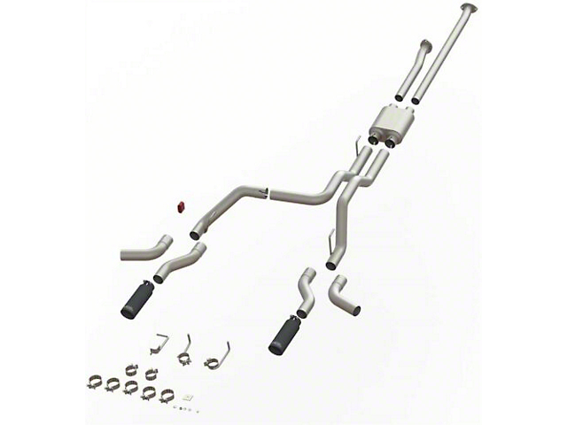 MaxFlow Xtreme Dual Exhaust System with Black Tips; Side/Rear Exit (09-19 4.6L Tundra)